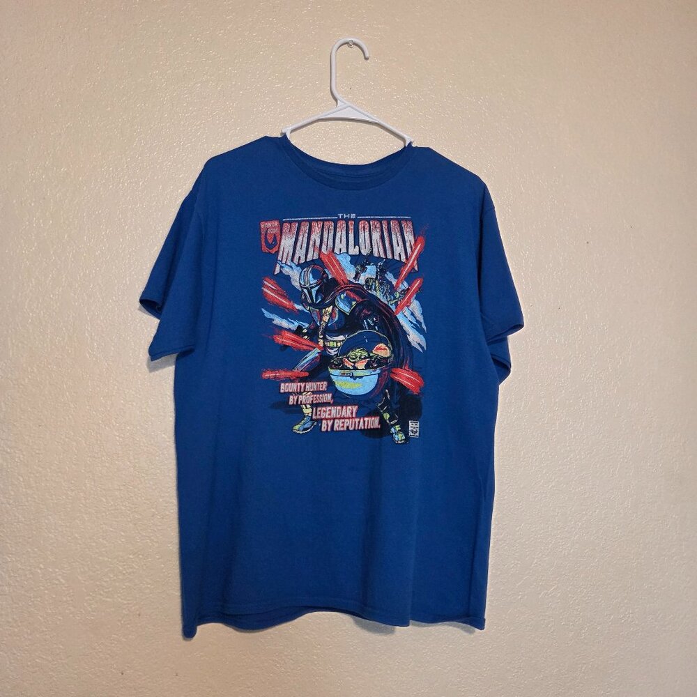 Star Wars Mandalorian Large Men's Blue Graphic Shirt
